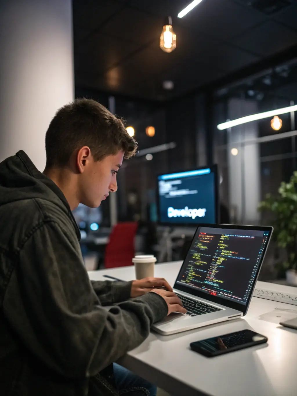 A developer working on a website's backend code, ensuring functionality, security, and optimal performance.